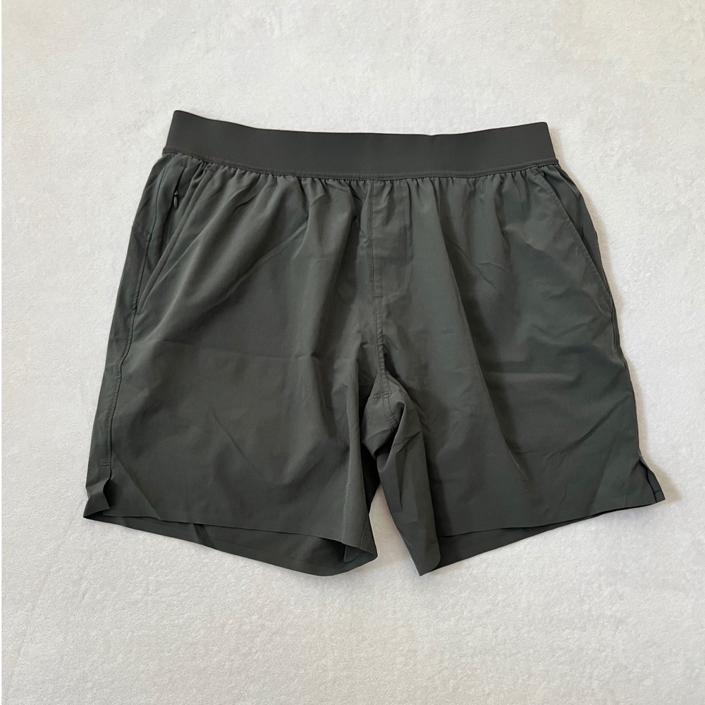 True Classic 7" Athletic Shorts Gray Lined‎ Zipper Pocket Activewear Large